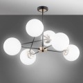Lampa wisząca 6-punktowa SAGITO mosiądz/czarny