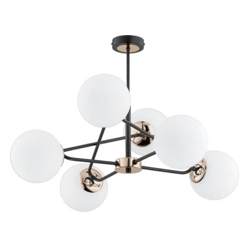Lampa wisząca 6-punktowa SAGITO mosiądz/czarny
