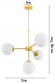 Lampa wisząca MILO GOLD 4 kulka szklana #1333