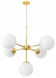 Lampa wisząca MILO GOLD 5 kulka szklana #1334