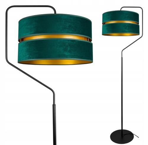 Lampa podłogowa z welurowym abażurem ABAŻUR GREEN zielony/złoty #1214z