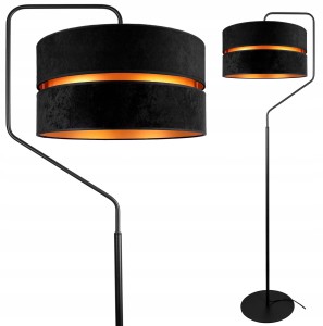 Nowoczesna Lampa Stojąca ABAŻUR welur czarno złoty #1214