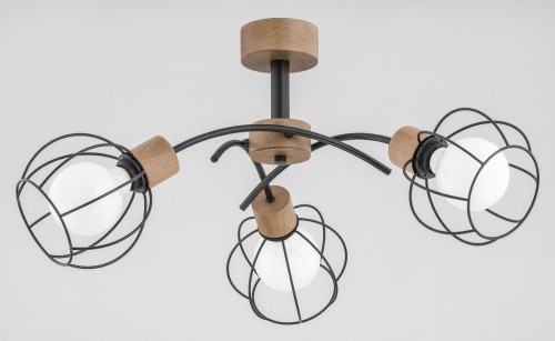 Lampa sufitowa krótki żyrandol Drewno PALOMA 28383 Alfa 