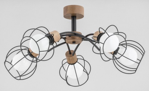 Lampa sufitowa krótki żyrandol Drewno PALOMA 