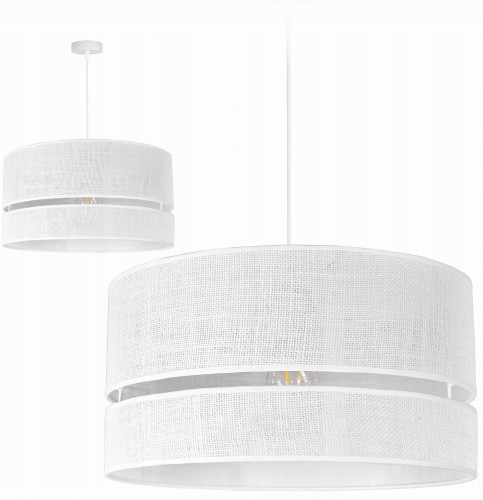 Lampa wisząca 1-punktowa z abażurem BOHO WHITE JUTA #1248