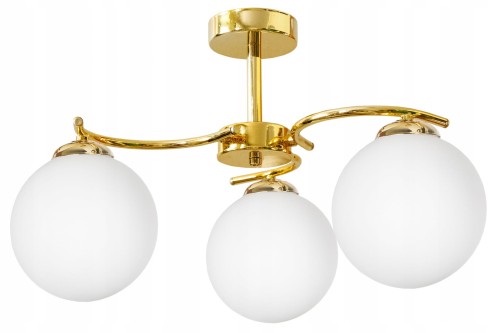 Lampa żyrandol GOLD 3 kulka szklana #1344 