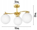 Lampa żyrandol GOLD 3 kulka szklana #1344 