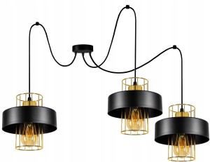 Lampa wisząca PAJĄK LOFT druciak BLACK GOLD mosiądz #1399