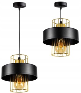 Lampa wisząca LOFT druciak BLACK GOLD mosiądz #1395