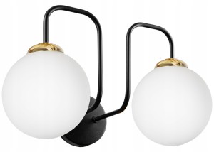 Kinkiet 2-punktowy kulka szklana MILO BLACK GOLD #1108