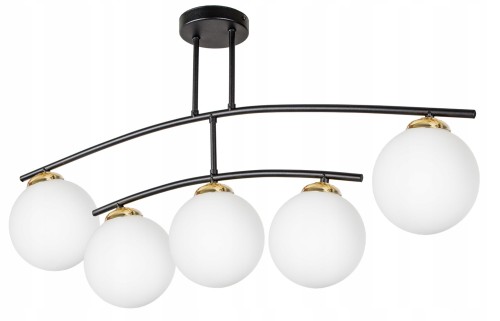 Lampa wisząca MILO BLACK GOLD 2 poziomowa kulka szklana #1111
