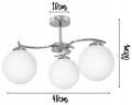 Żyrandol CHROM 3 kulka szklana #1268 