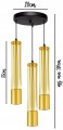 Lampa wisząca 3-punktowa TUBA LOFT GOLD BLACK #1394