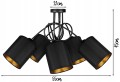 Żyrandol TUBA LOFT BLACK abażury czarne 5-pkt #1125