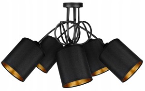 Żyrandol TUBA LOFT BLACK abażury czarne 5-pkt #1125