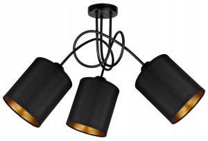 Żyrandol TUBA LOFT BLACK abażury czarne 3-pkt #1124