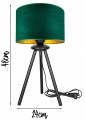 Lampa stołowa/biurkowa trójnóg z welurowym abażurem ABAŻUR GREEN zielony #1421