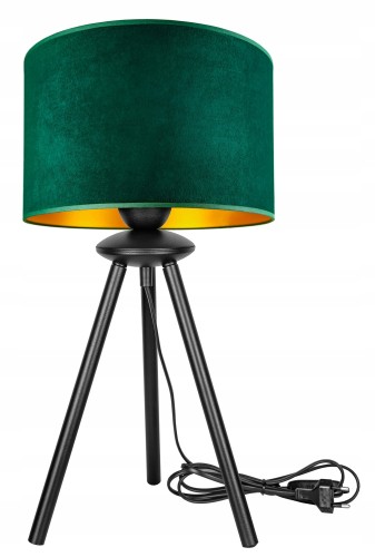 Lampa stołowa/biurkowa trójnóg z welurowym abażurem ABAŻUR GREEN zielony #1421