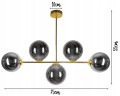 Lampa wisząca 5-punktowa MILO GRAFIT GOLD #1218