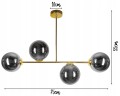 Lampa wisząca 4-punktowa MILO GRAFIT GOLD #1217