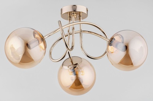 Lampa sufitowa krótki żyrandol BANKO GOLD złoto antyczne 