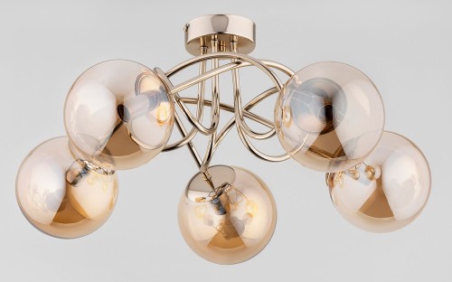 Lampa sufitowa krótki żyrandol BANKO GOLD złoto antyczne