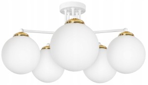 Żyrandol MILO WHITE GOLD 5 kulka szklana #1135