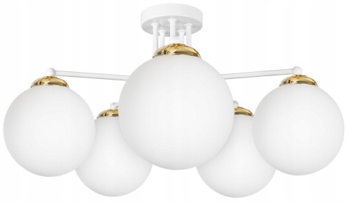 Żyrandol MILO WHITE GOLD 5 kulka szklana #1135