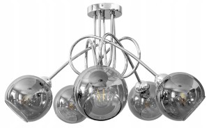 Żyrandol CHROM 5 kulka szklana GRAFIT #1257