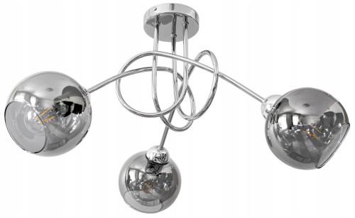 Żyrandol CHROM 3 kulka szklana GRAFIT #1256
