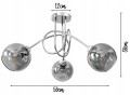 Żyrandol CHROM 3 kulka szklana GRAFIT #1256