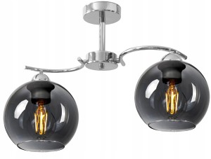 Żyrandol CHROM 2 kulka otwarta szklana GRAFIT #1258