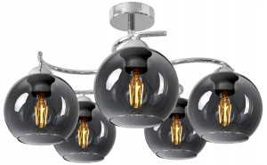 Żyrandol CHROM 5 kulka otwarta szklana GRAFIT #1261