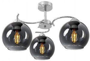 Żyrandol CHROM 3 kulka otwarta szklana GRAFIT #1259