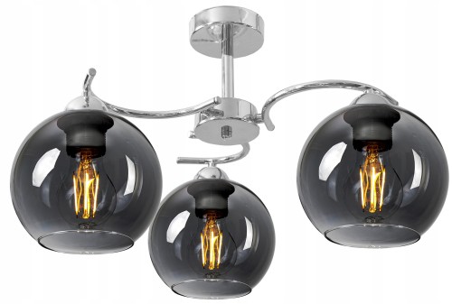 Żyrandol CHROM 3 kulka otwarta szklana GRAFIT #1259