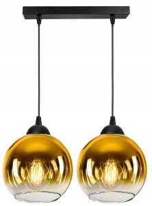 Lampa wisząca 2-punktowa listwa GOLDEN GLASS czarny/złoty #804