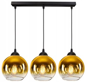 Lampa wisząca 3-punktowa listwa GOLDEN GLASS czarny/złoty #805
