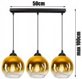Lampa wisząca 3-punktowa listwa GOLDEN GLASS czarny/złoty #805