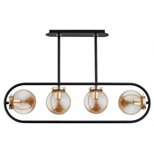Lampa wisząca nowoczesna 4-punktowa SARAN złoty/czarny