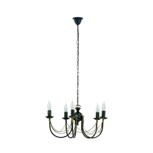 Żyrandol/lampa sufitowa 5-punktowa ARES czarny patynowany złotem