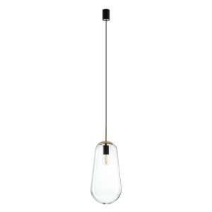 Lampa wisząca nowoczesna PEAR L transparentny/mosiądz