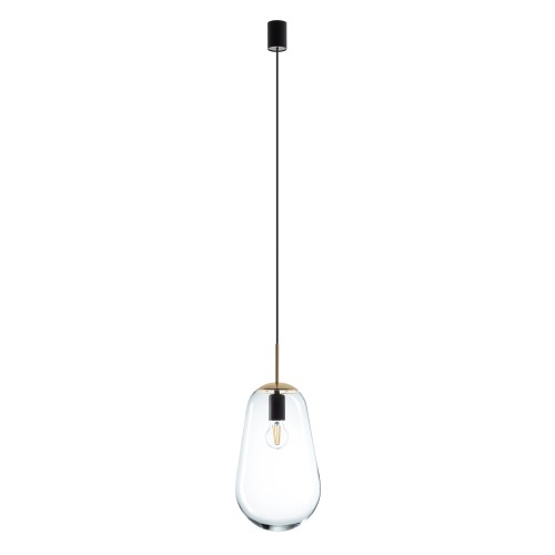 Lampa wisząca nowoczesna PEAR M transparentny/mosiądz