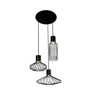 Lampa wisząca nowoczesna 3-punktowa PICO czarny/mosiądz