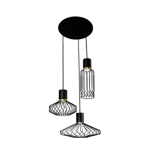 Lampa wisząca nowoczesna 3-punktowa PICO czarny/mosiądz