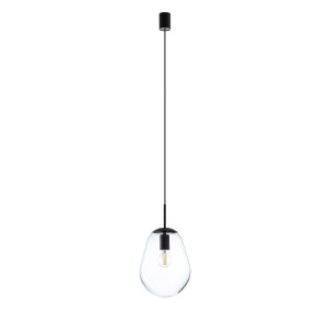 Lampa wisząca nowoczesna PEAR S transparentny/czarny
