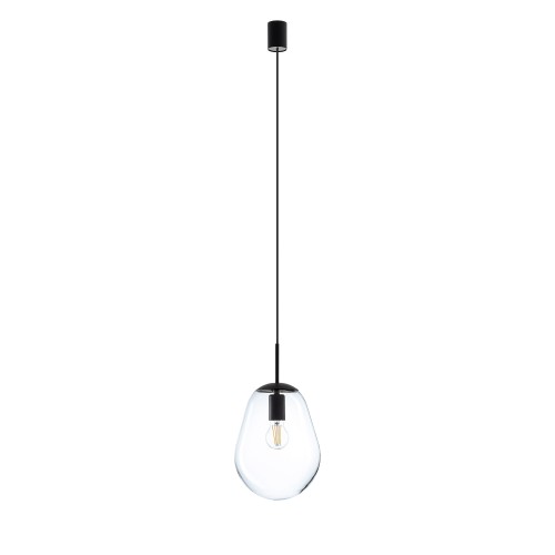 Lampa wisząca nowoczesna PEAR S transparentny/czarny