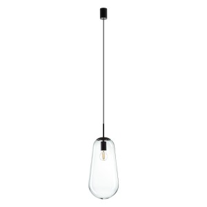 Lampa wisząca nowoczesna PEAR L transparentny/czarny