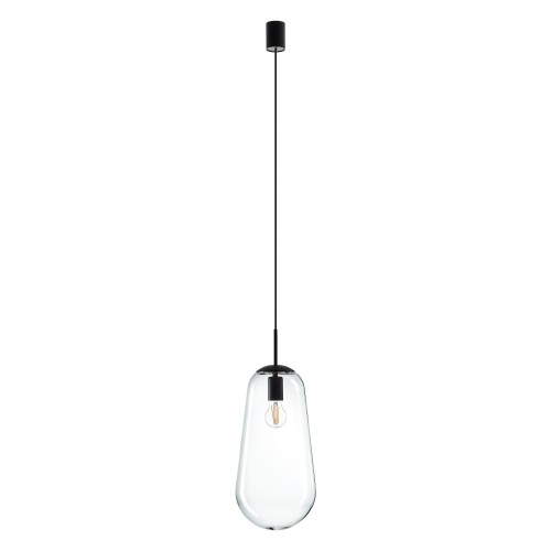Lampa wisząca nowoczesna PEAR L transparentny/czarny