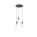 Lampa wisząca nowoczesna 3-punktowa PEAR transparentny/mosiądz
