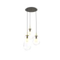 Lampa wisząca nowoczesna 3-punktowa PEAR transparentny/mosiądz